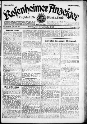 Rosenheimer Anzeiger Montag 15. September 1924