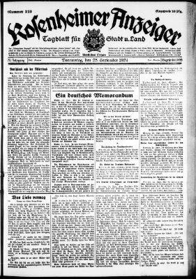 Rosenheimer Anzeiger Donnerstag 25. September 1924