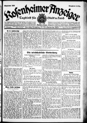 Rosenheimer Anzeiger Samstag 27. September 1924