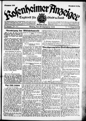 Rosenheimer Anzeiger Montag 29. September 1924