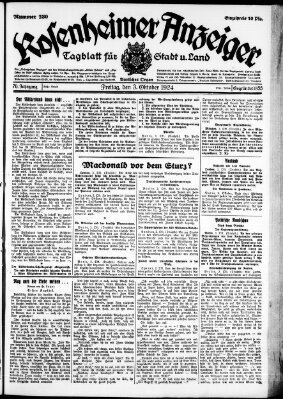 Rosenheimer Anzeiger Freitag 3. Oktober 1924