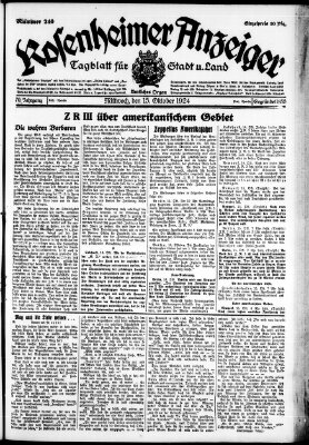 Rosenheimer Anzeiger Mittwoch 15. Oktober 1924