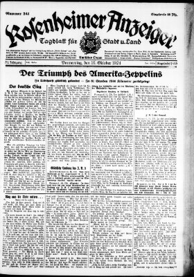 Rosenheimer Anzeiger Donnerstag 16. Oktober 1924