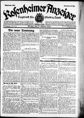 Rosenheimer Anzeiger Montag 27. Oktober 1924