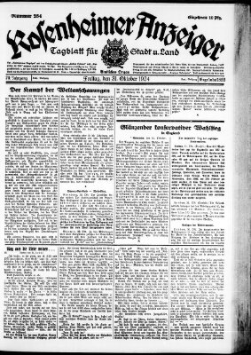 Rosenheimer Anzeiger Freitag 31. Oktober 1924