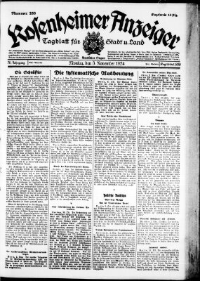 Rosenheimer Anzeiger Montag 3. November 1924