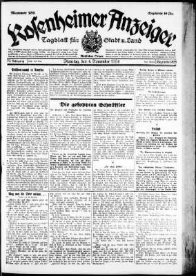 Rosenheimer Anzeiger Dienstag 4. November 1924