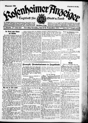 Rosenheimer Anzeiger Sonntag 9. November 1924