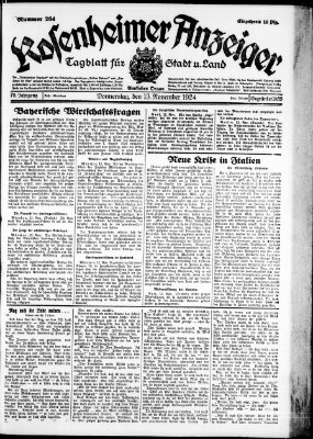 Rosenheimer Anzeiger Donnerstag 13. November 1924