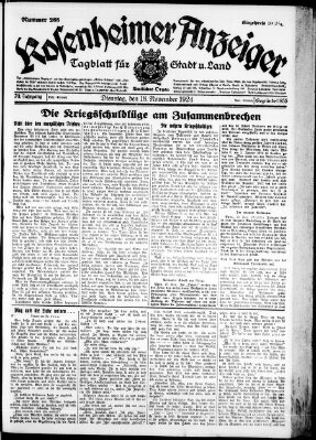 Rosenheimer Anzeiger Dienstag 18. November 1924