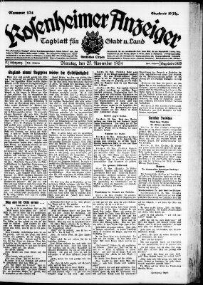 Rosenheimer Anzeiger Dienstag 25. November 1924