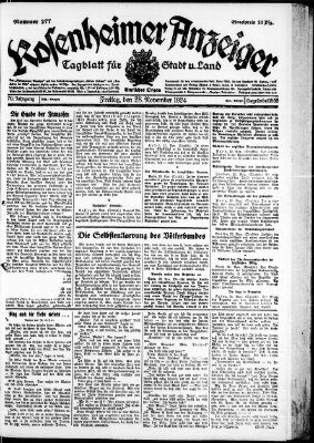 Rosenheimer Anzeiger Freitag 28. November 1924