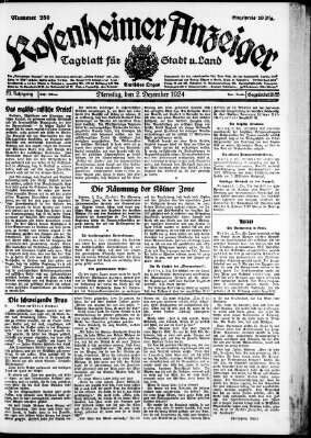 Rosenheimer Anzeiger Dienstag 2. Dezember 1924