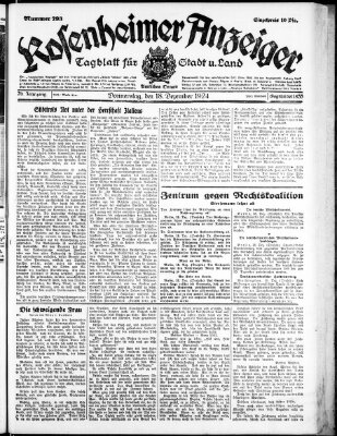 Rosenheimer Anzeiger Donnerstag 18. Dezember 1924