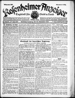 Rosenheimer Anzeiger Sonntag 21. Dezember 1924