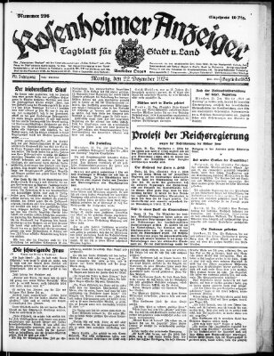 Rosenheimer Anzeiger Montag 22. Dezember 1924