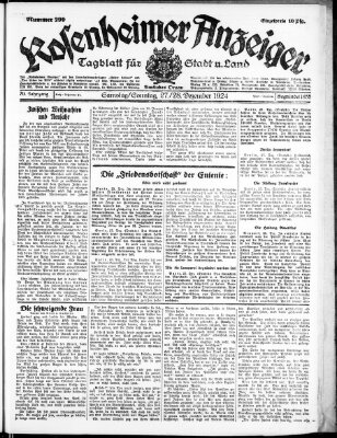 Rosenheimer Anzeiger Sonntag 28. Dezember 1924