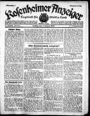 Rosenheimer Anzeiger Freitag 2. Januar 1925