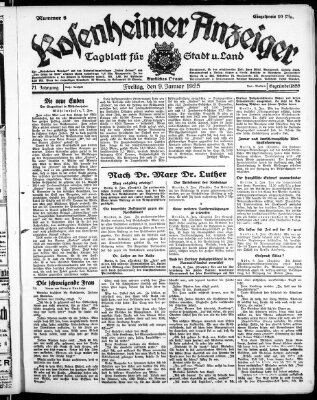 Rosenheimer Anzeiger Freitag 9. Januar 1925