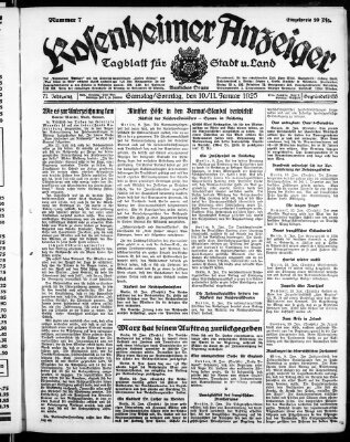 Rosenheimer Anzeiger Sonntag 11. Januar 1925