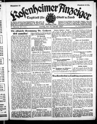 Rosenheimer Anzeiger Freitag 16. Januar 1925