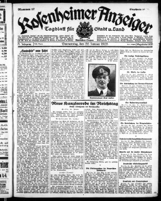 Rosenheimer Anzeiger Donnerstag 22. Januar 1925