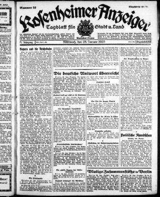 Rosenheimer Anzeiger Mittwoch 28. Januar 1925