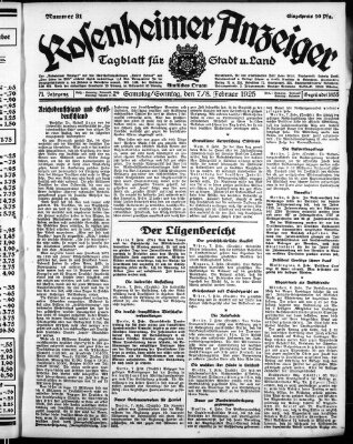 Rosenheimer Anzeiger Sonntag 8. Februar 1925