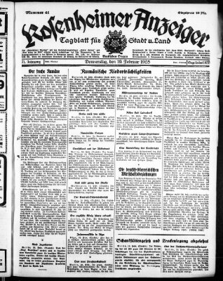 Rosenheimer Anzeiger Donnerstag 19. Februar 1925