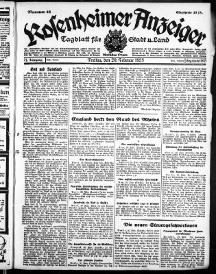 Rosenheimer Anzeiger Freitag 20. Februar 1925