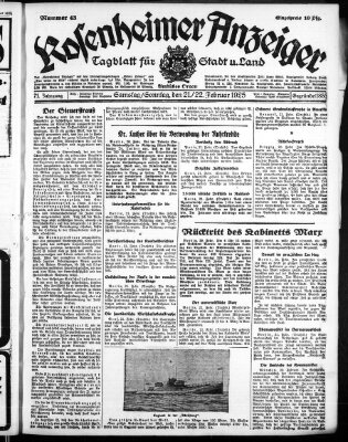 Rosenheimer Anzeiger Sunday 22. February 1925