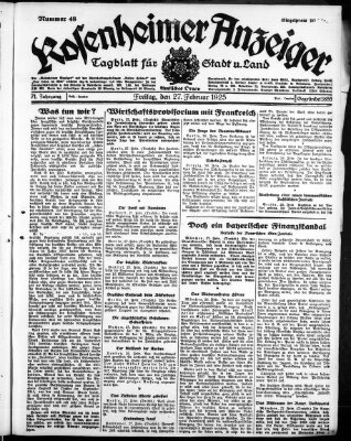 Rosenheimer Anzeiger Freitag 27. Februar 1925