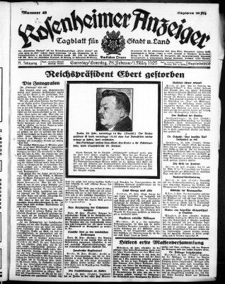 Rosenheimer Anzeiger Samstag 28. Februar 1925