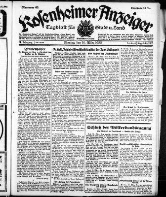 Rosenheimer Anzeiger Montag 16. März 1925