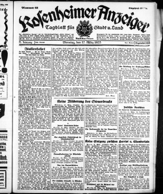 Rosenheimer Anzeiger Dienstag 17. März 1925