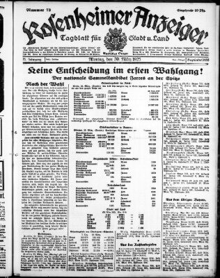 Rosenheimer Anzeiger Montag 30. März 1925