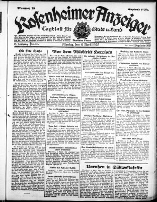 Rosenheimer Anzeiger Montag 6. April 1925