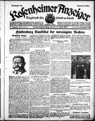 Rosenheimer Anzeiger Freitag 10. April 1925