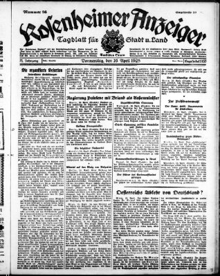 Rosenheimer Anzeiger Donnerstag 16. April 1925