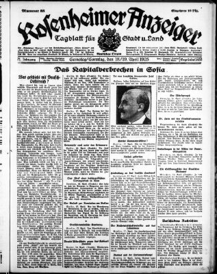 Rosenheimer Anzeiger Sonntag 19. April 1925