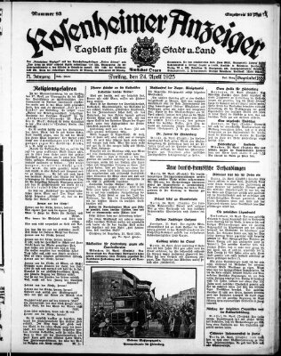 Rosenheimer Anzeiger Freitag 24. April 1925