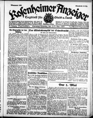 Rosenheimer Anzeiger Sonntag 3. Mai 1925