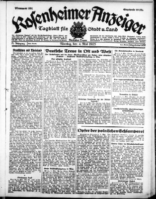 Rosenheimer Anzeiger Montag 4. Mai 1925