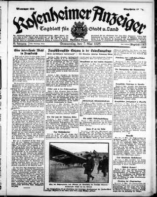 Rosenheimer Anzeiger Donnerstag 7. Mai 1925