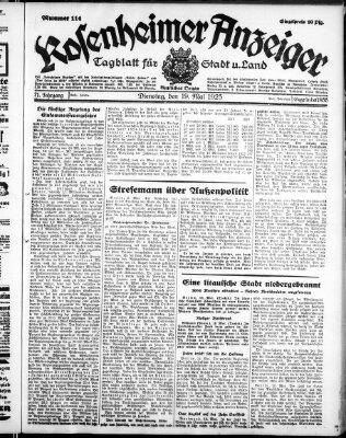 Rosenheimer Anzeiger Dienstag 19. Mai 1925