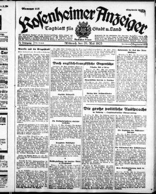 Rosenheimer Anzeiger Mittwoch 20. Mai 1925