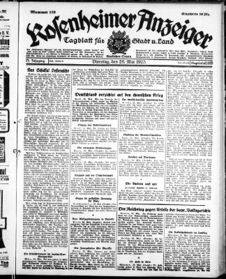 Rosenheimer Anzeiger Dienstag 26. Mai 1925