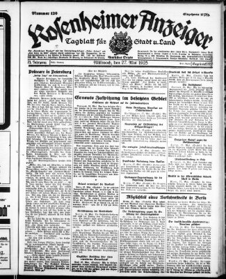 Rosenheimer Anzeiger Mittwoch 27. Mai 1925