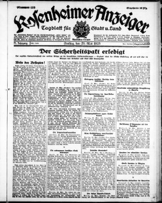 Rosenheimer Anzeiger Freitag 29. Mai 1925