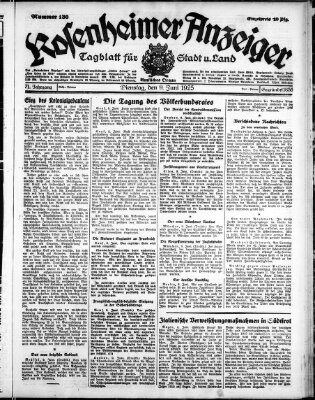 Rosenheimer Anzeiger Dienstag 9. Juni 1925